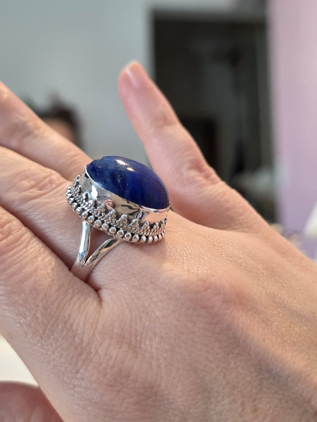 Anel em Prata 925 e Lápis Lazuli af39.