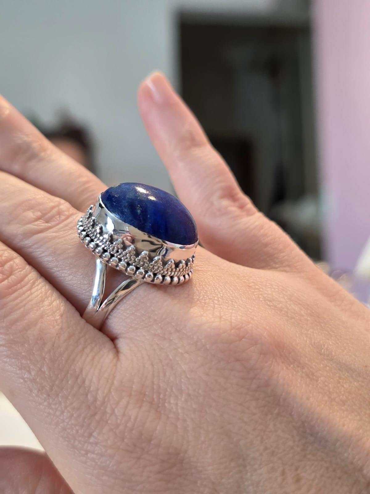 Anel em Prata 925 e Lápis Lazuli af39.