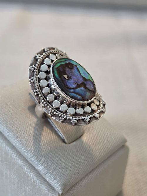 Anel em Prata 925 Abalone af13a
