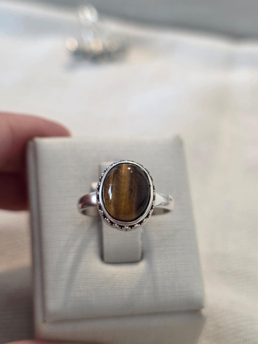 Anel em Prata 925 e Olho de Tigre  af610b