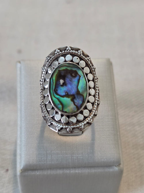 Anel em Prata 925 Abalone af13a