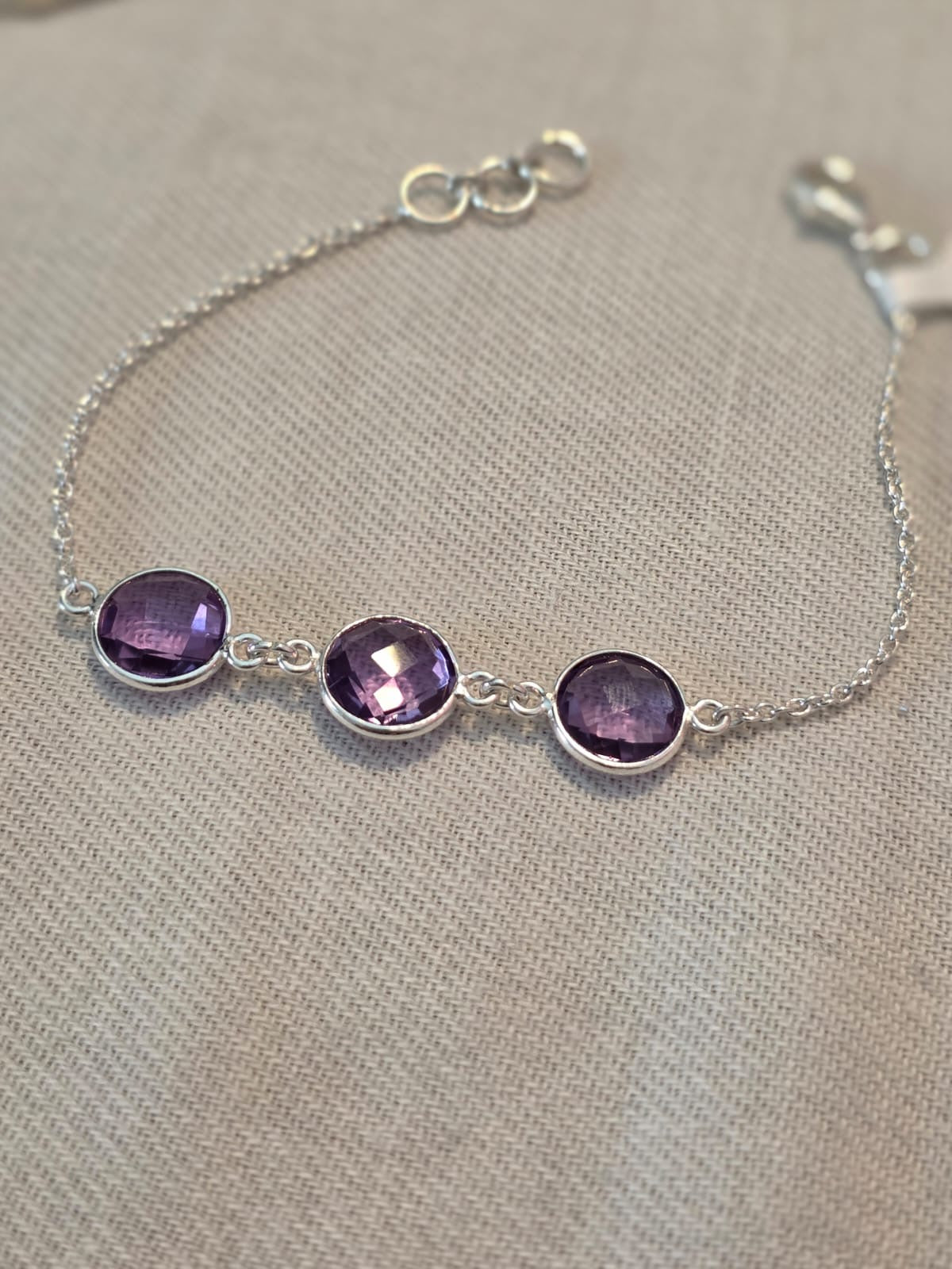 Pulseira em Prata 925 e Ametistas Naturais