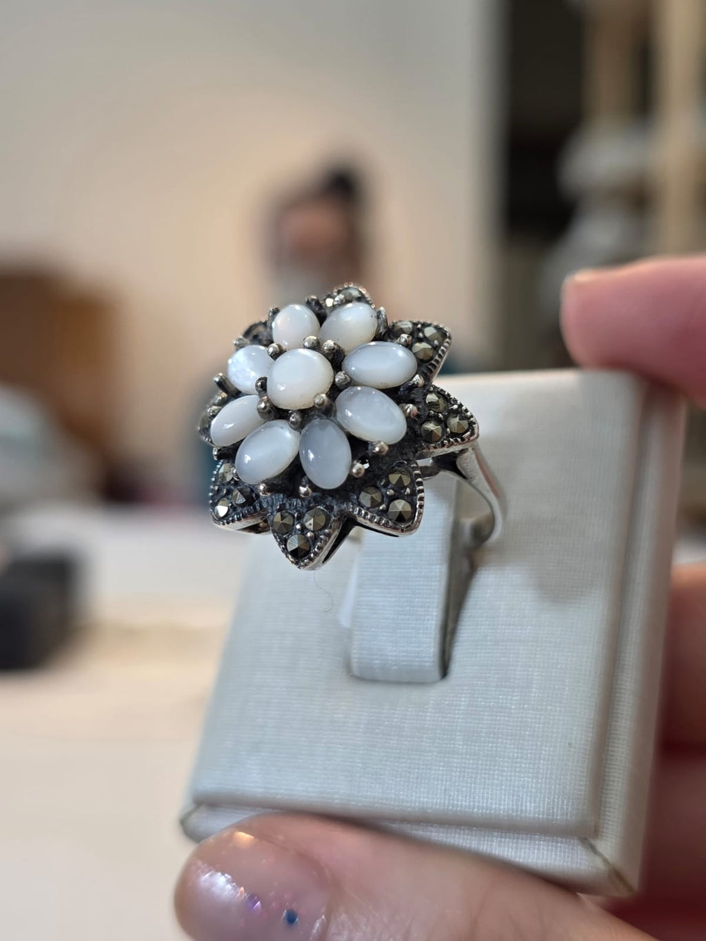 Anel Prata 925, Madrepérola e Marcassitas af185