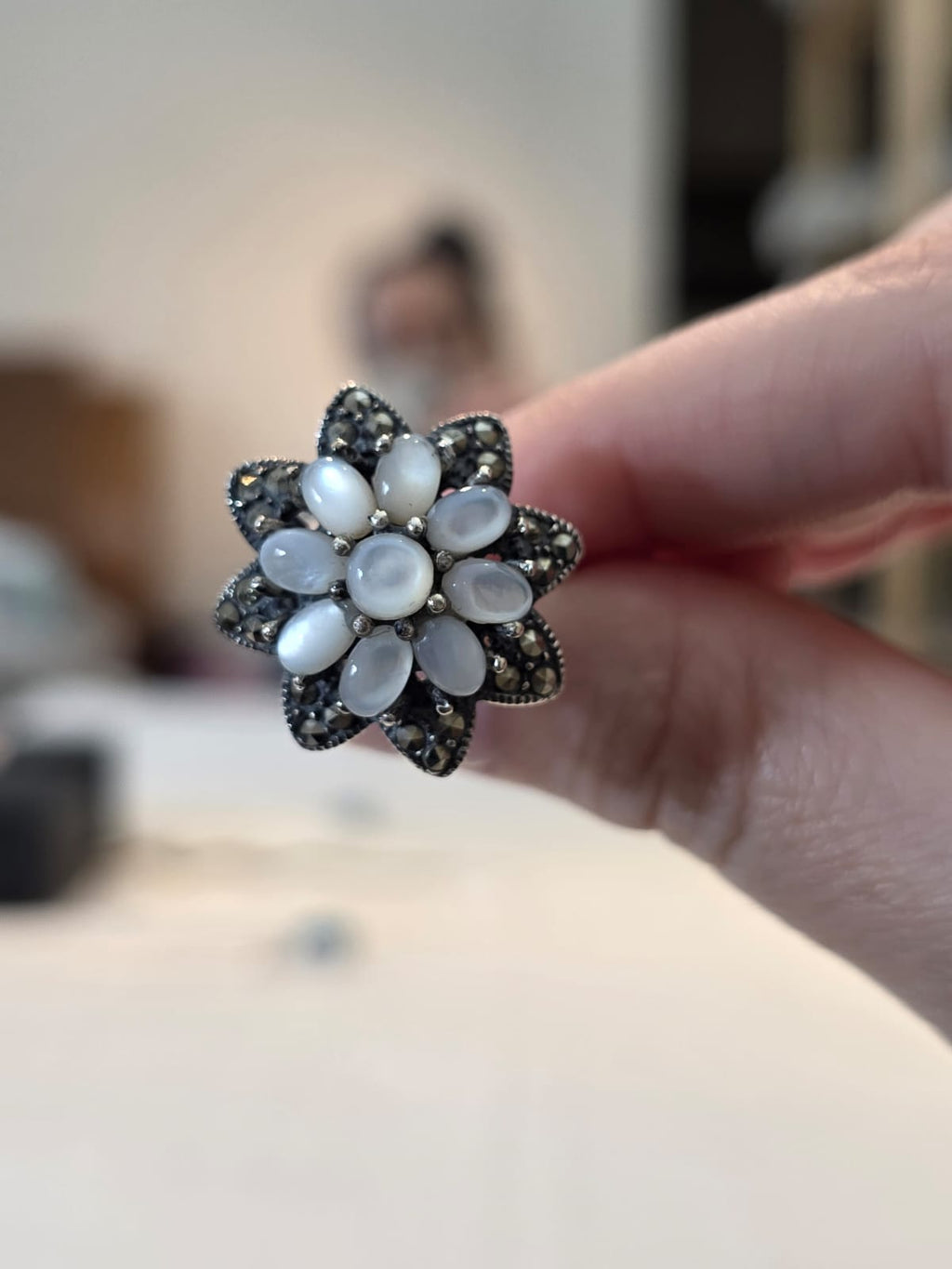 Anel Prata 925, Madrepérola e Marcassitas af185