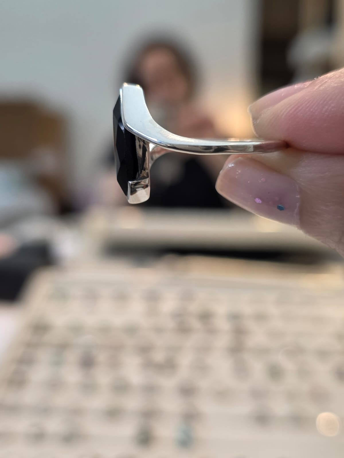 Anel em Prata 925 e Ônix af476a