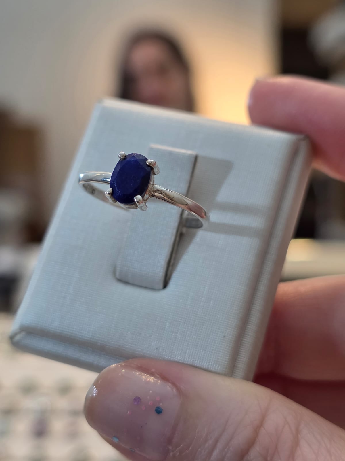 Anel em Prata 925 e Lápis Lazuli af367h