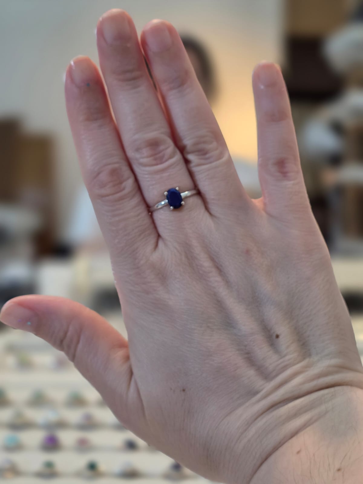 Anel em Prata 925 e Lápis Lazuli af367h