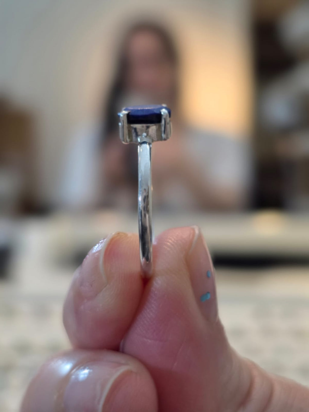 Anel em Prata 925 e Lápis Lazuli af367h