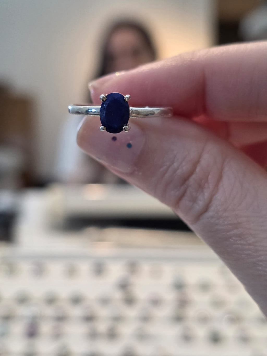 Anel em Prata 925 e Lápis Lazuli af367h