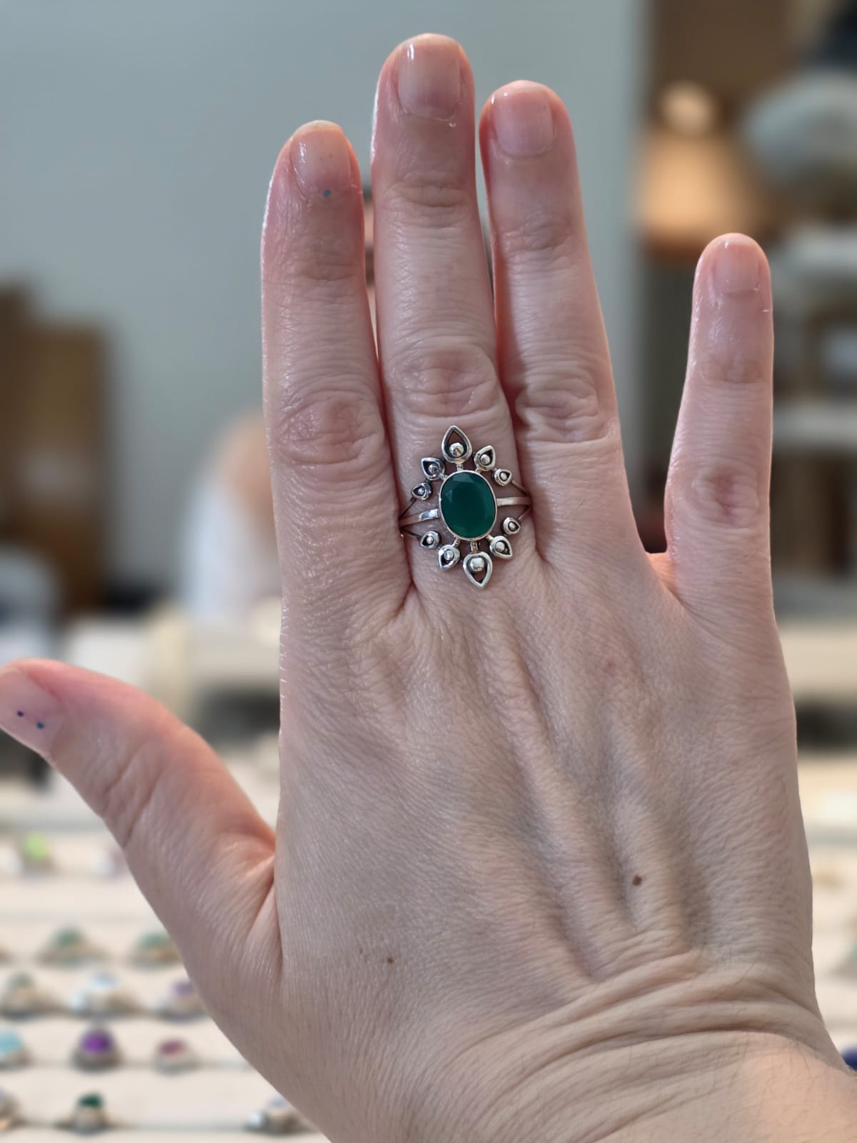 Anel em Prata 925 e Crisoprasio af522a