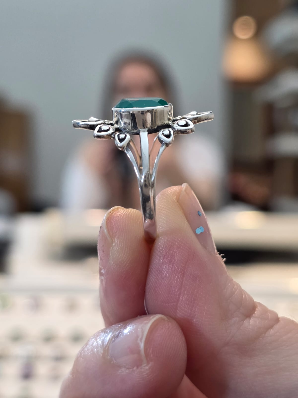 Anel em Prata 925 e Crisoprasio af522a