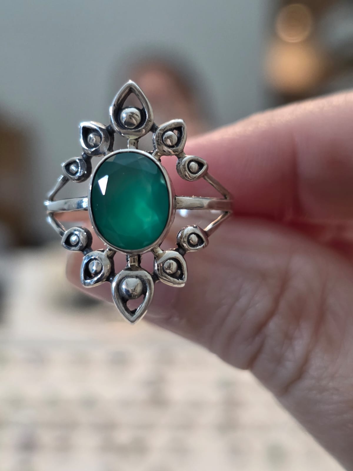 Anel em Prata 925 e Crisoprasio af522a