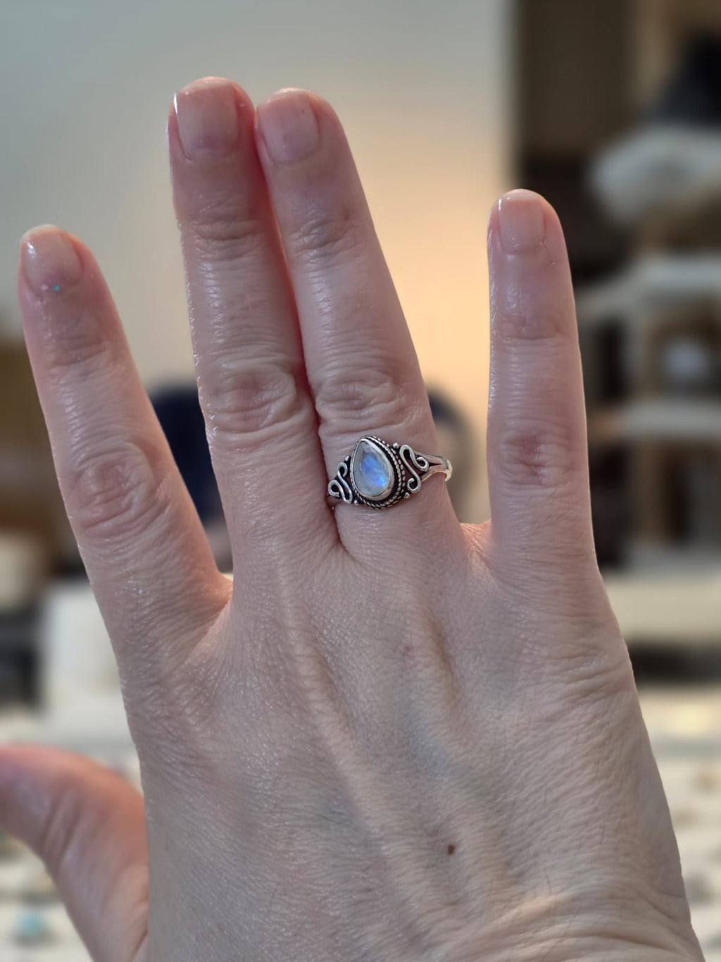 Anel em Prata 925 e Pedra da Lua af162