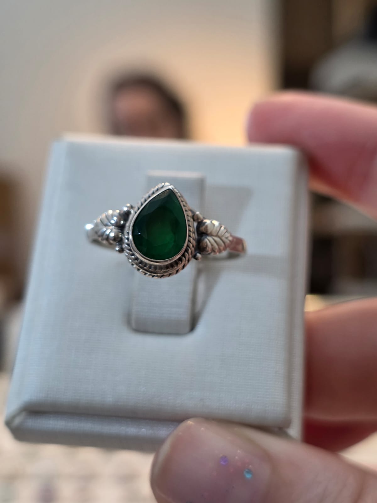 Anel em Prata 925 e Crisoprasio Af496b