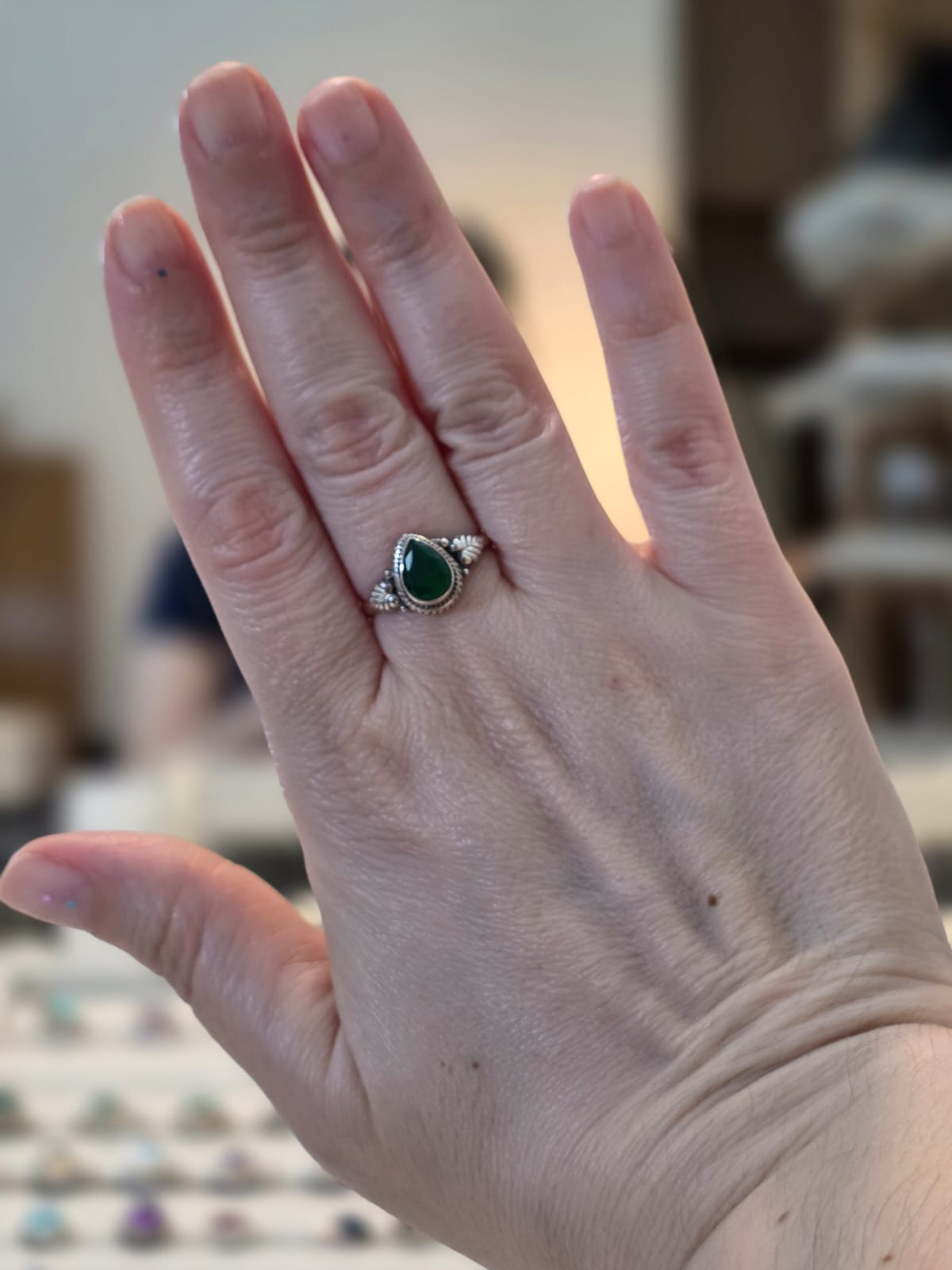 Anel em Prata 925 e Crisoprasio Af496b