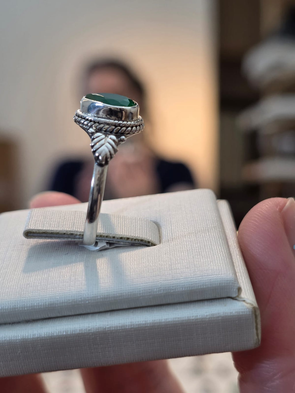 Anel em Prata 925 e Crisoprasio Af496b