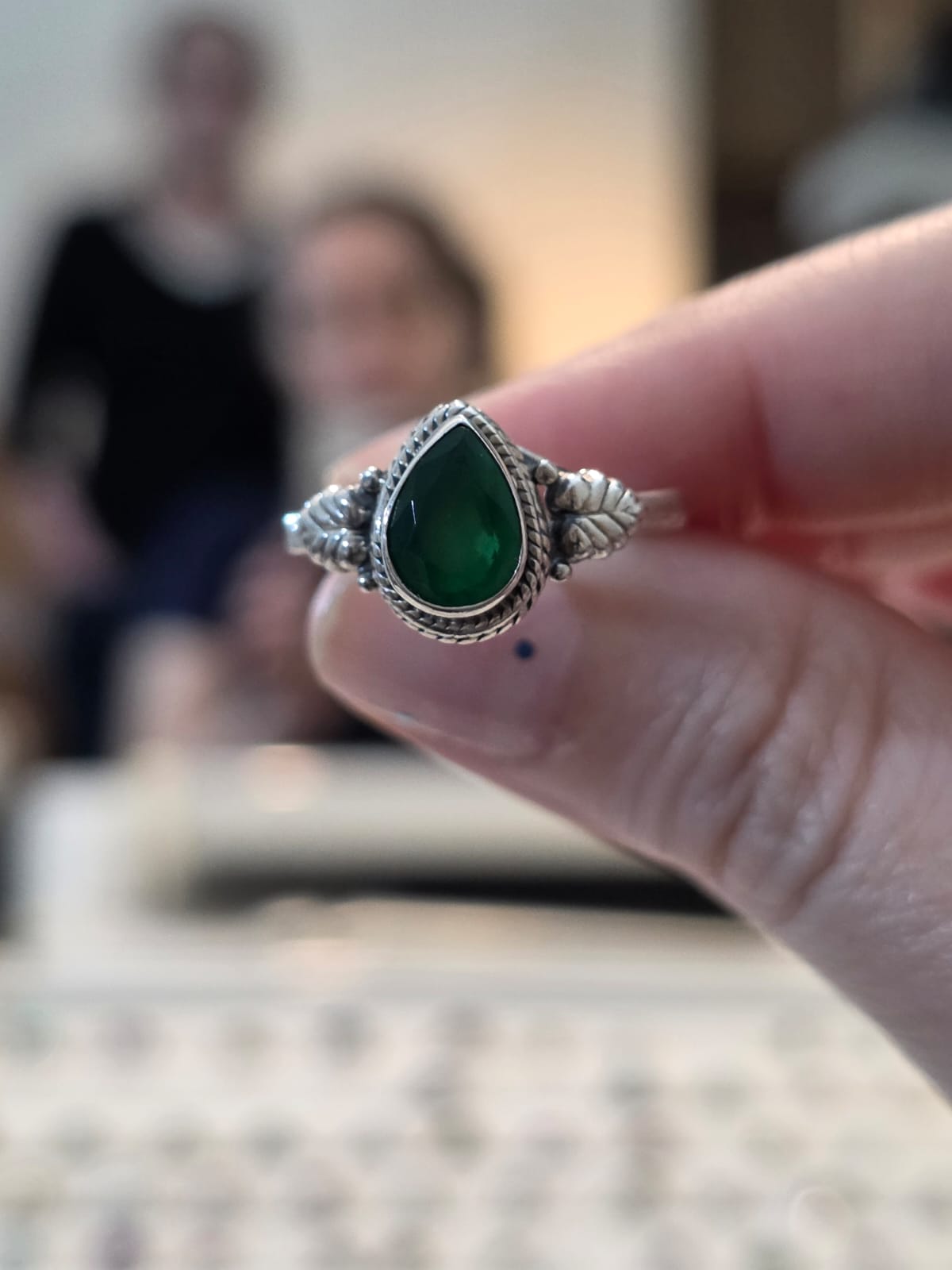 Anel em Prata 925 e Crisoprasio Af496b