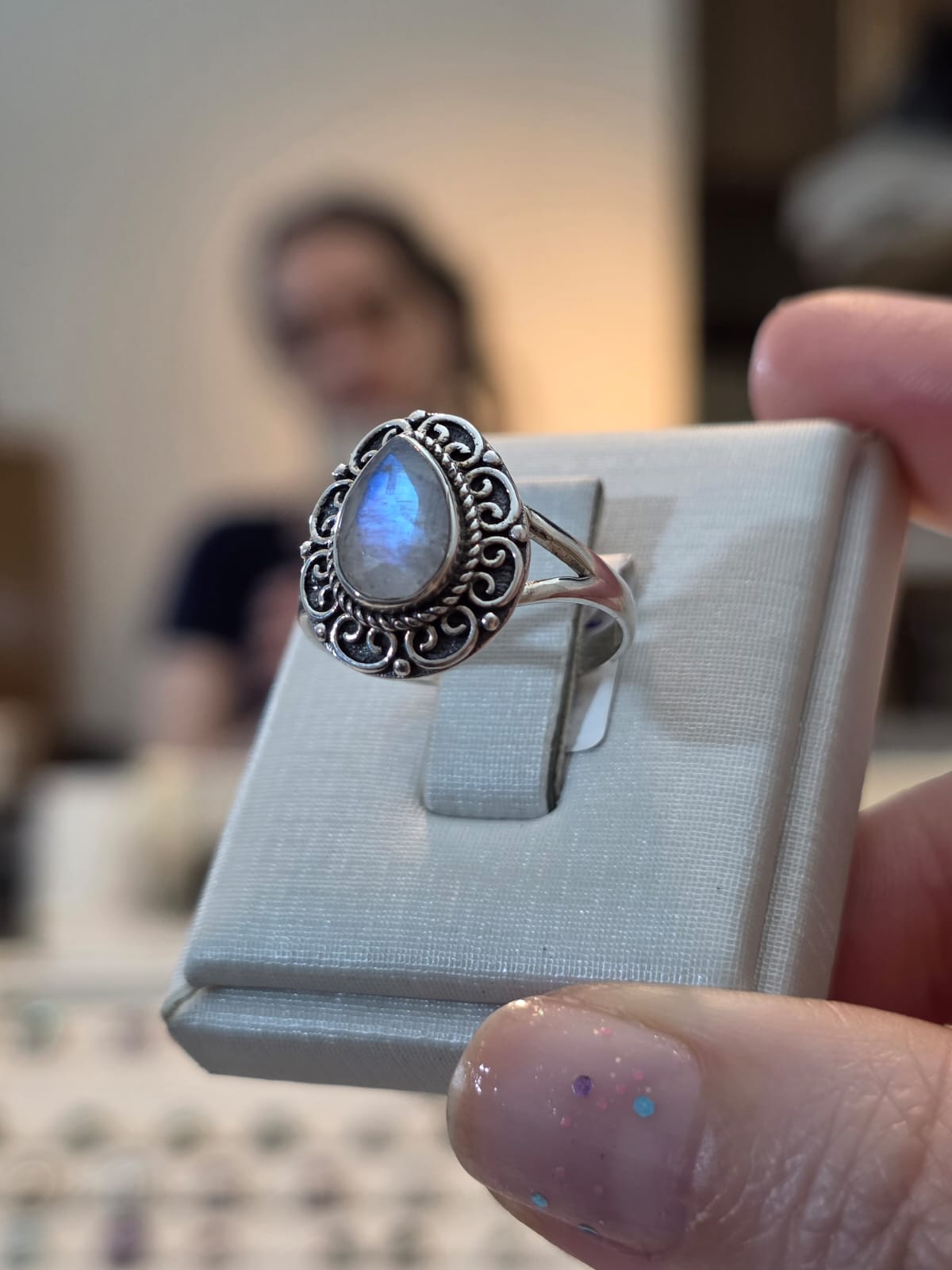 Anel em Prata 925 e Pedra da Lua af497