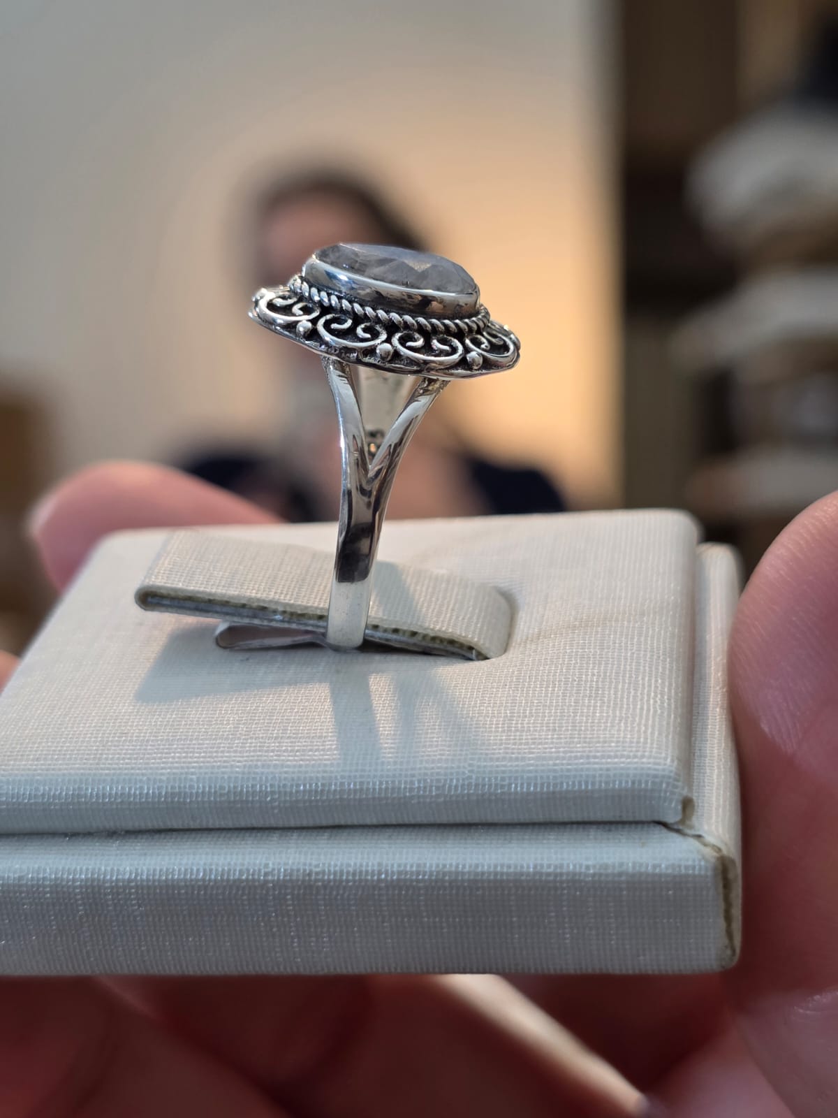 Anel em Prata 925 e Pedra da Lua af497