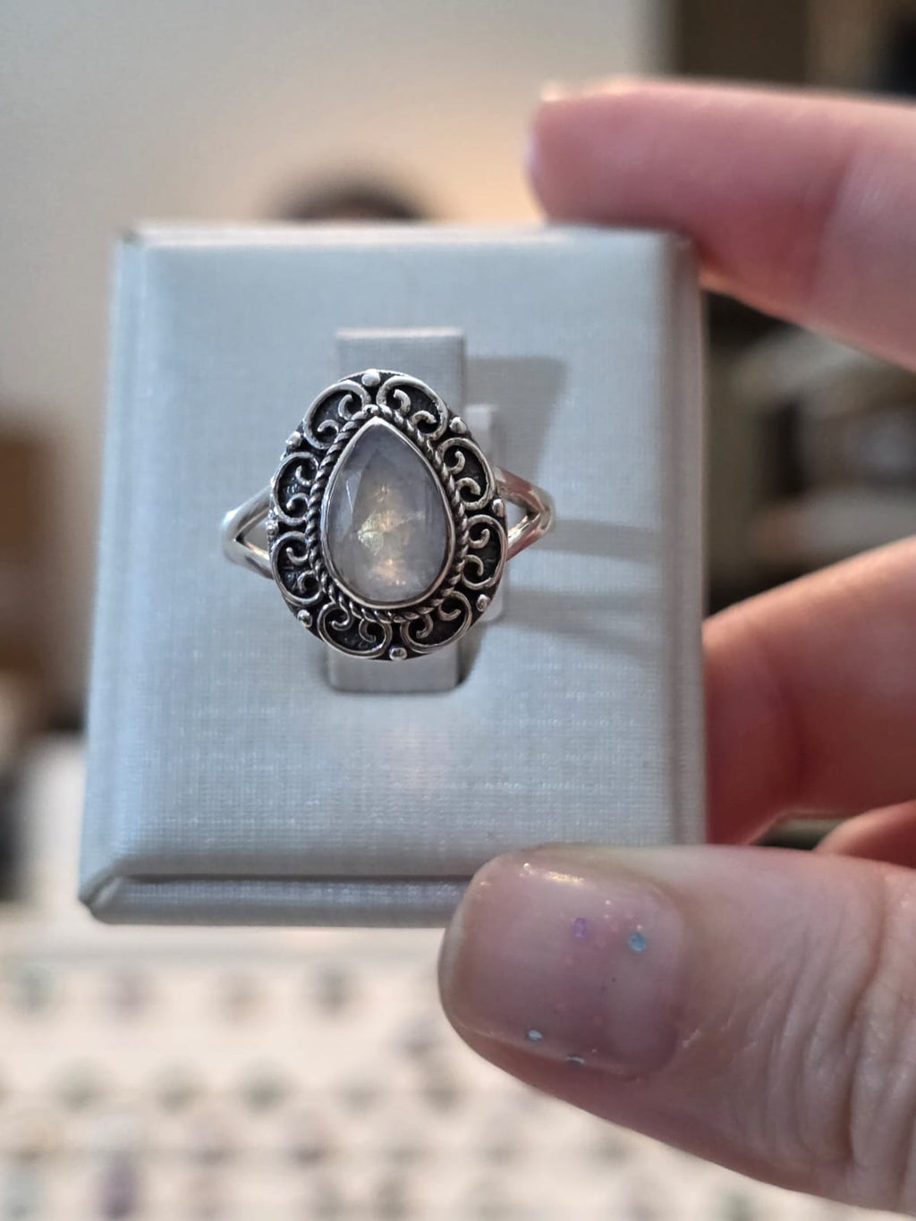 Anel em Prata 925 e Pedra da Lua af497