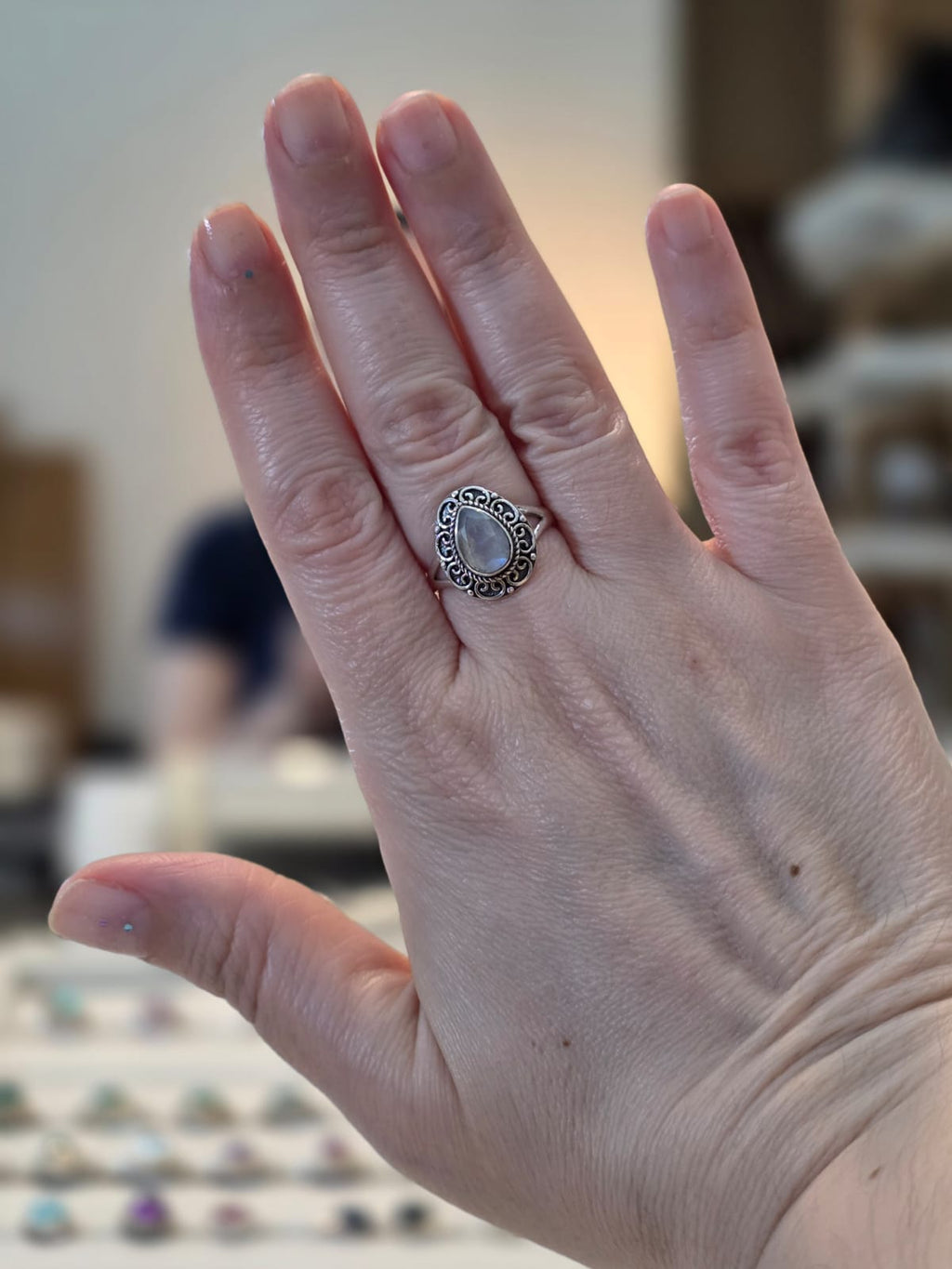 Anel em Prata 925 e Pedra da Lua af497
