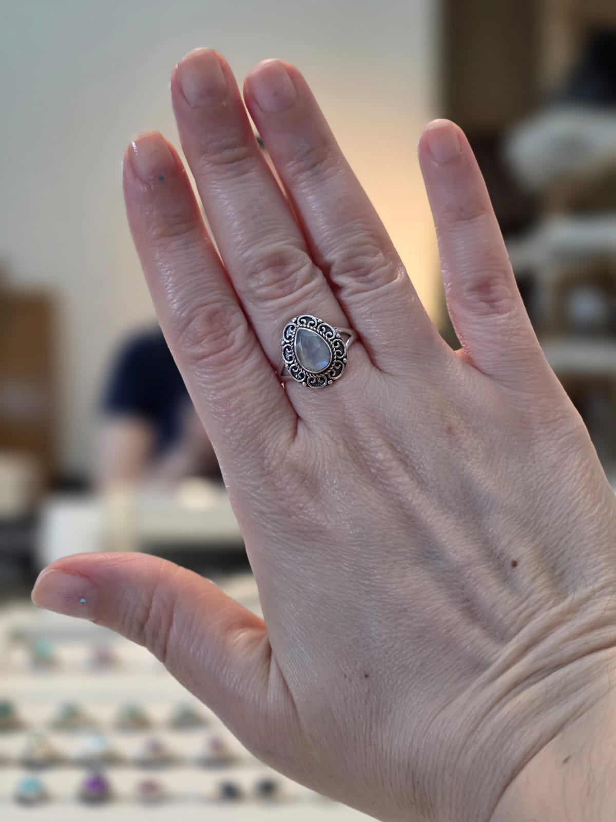 Anel em Prata 925 e Pedra da Lua af497