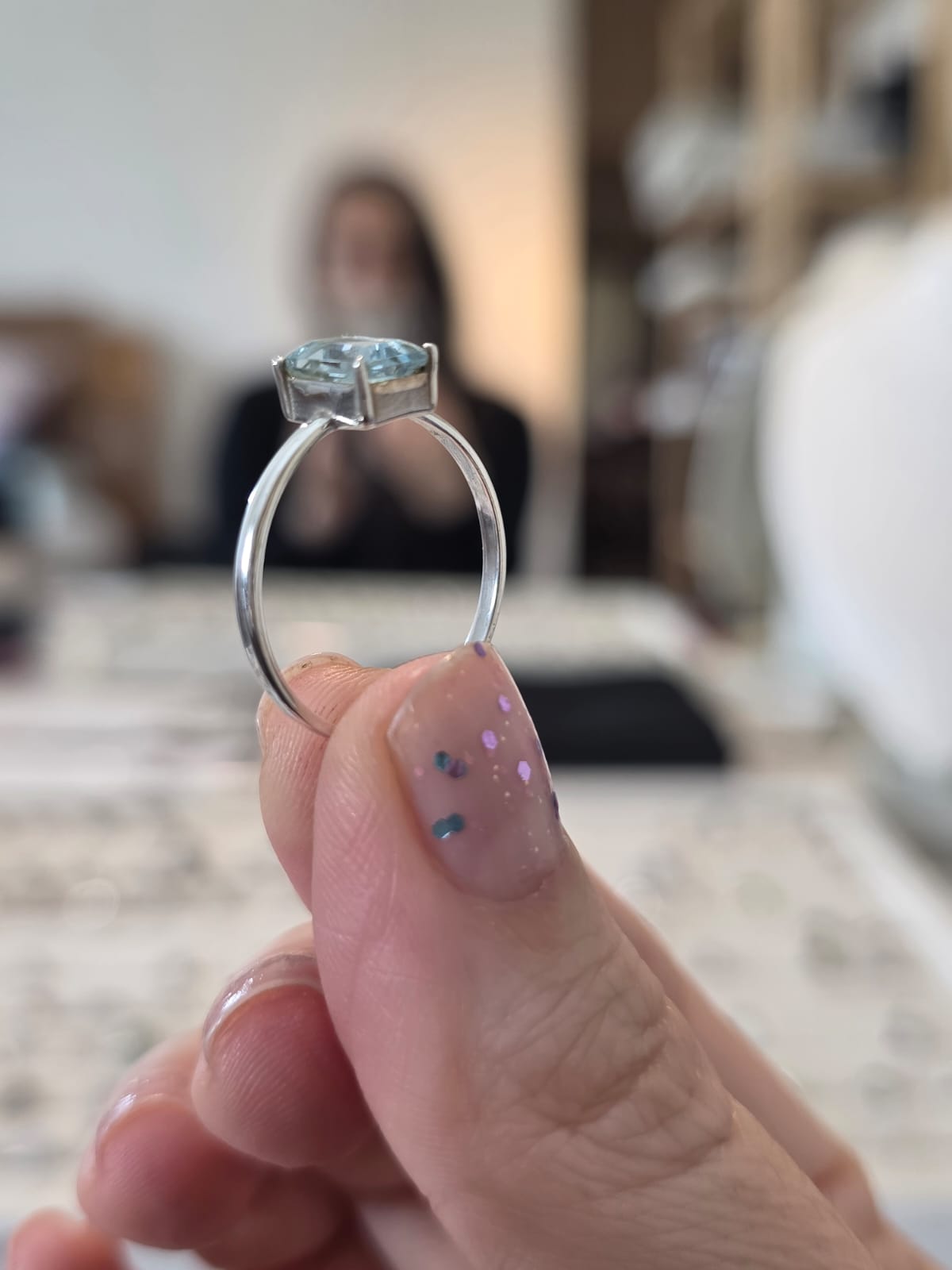 Anel em Prata 925 e Topázio  Sky Azul af499b