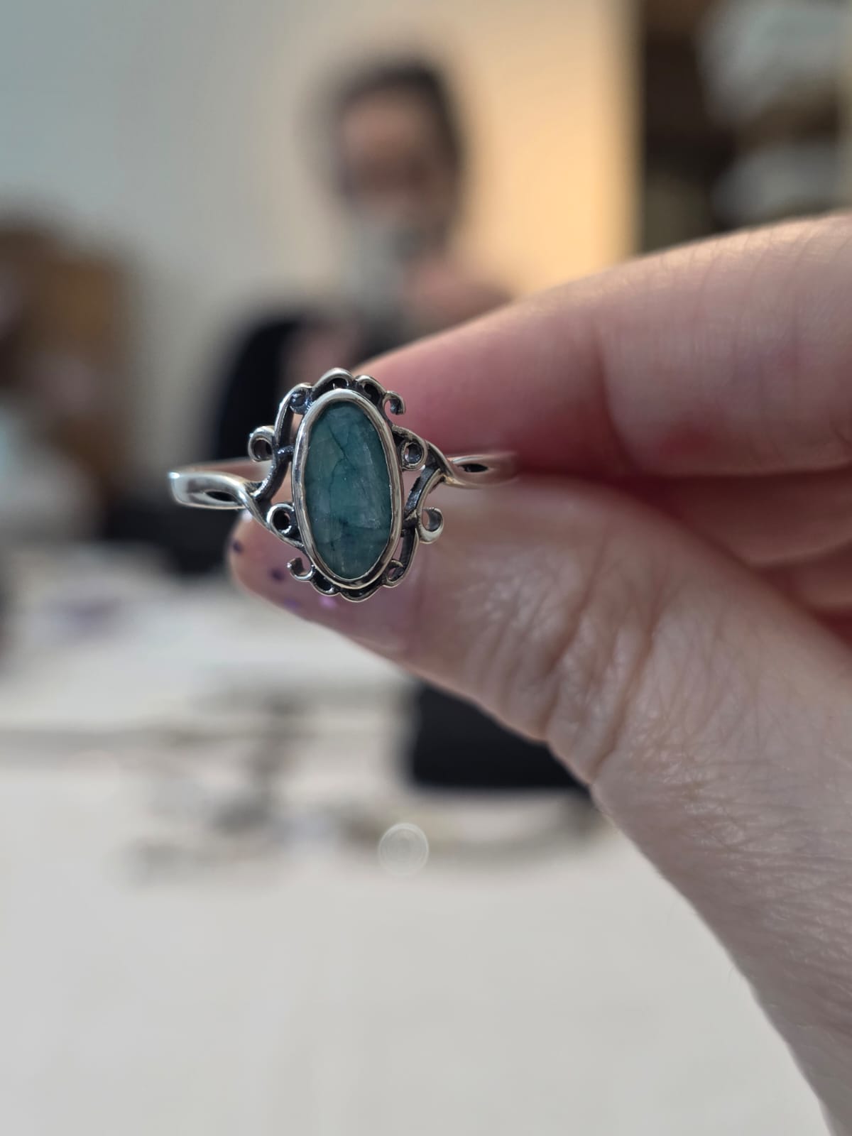 Anel em Prata 925 e Esmeralda af495b