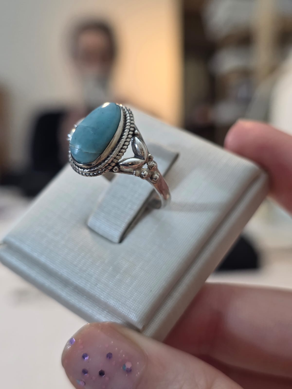 Anel em Prata 925 e Larimar af483