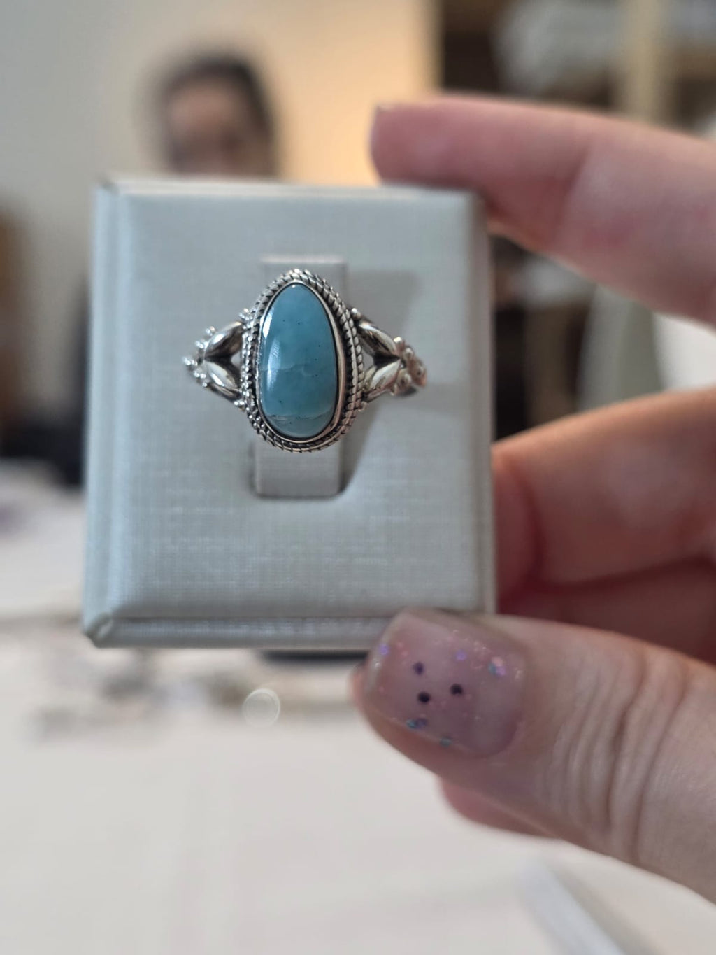 Anel em Prata 925 e Larimar af483