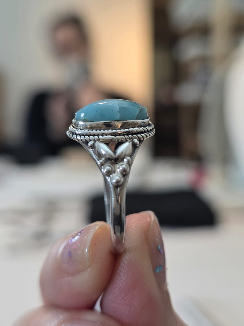 Anel em Prata 925 e Larimar af483