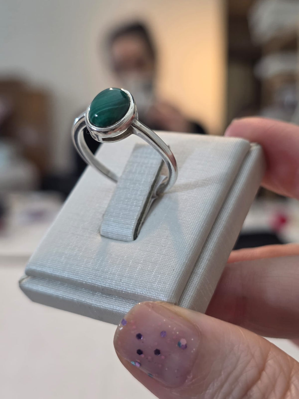 Anel em Prata 925 e Malaquita af415