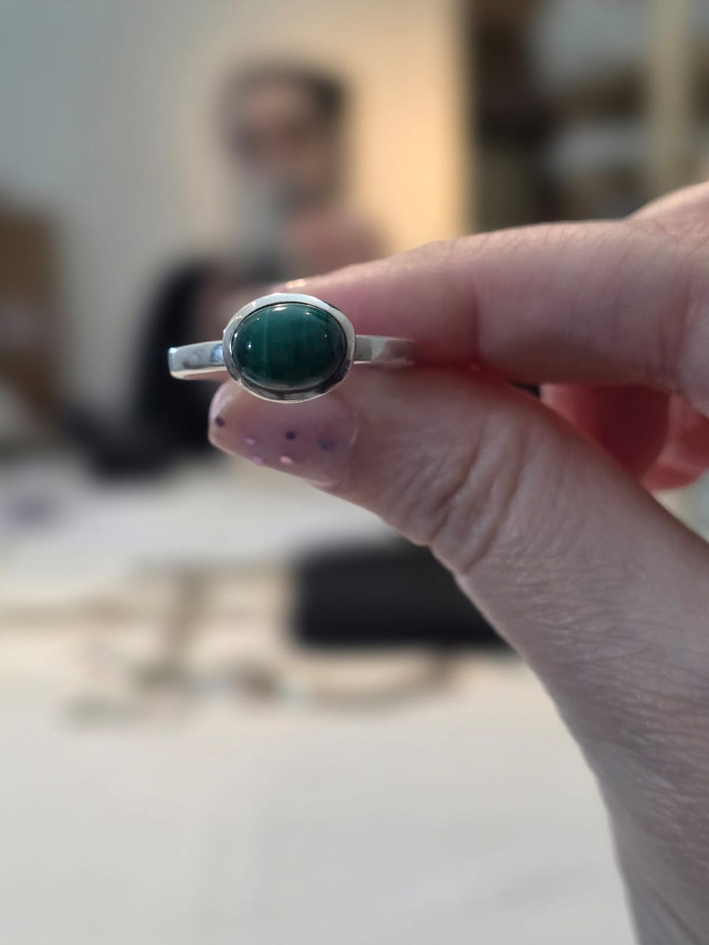 Anel em Prata 925 e Malaquita af509