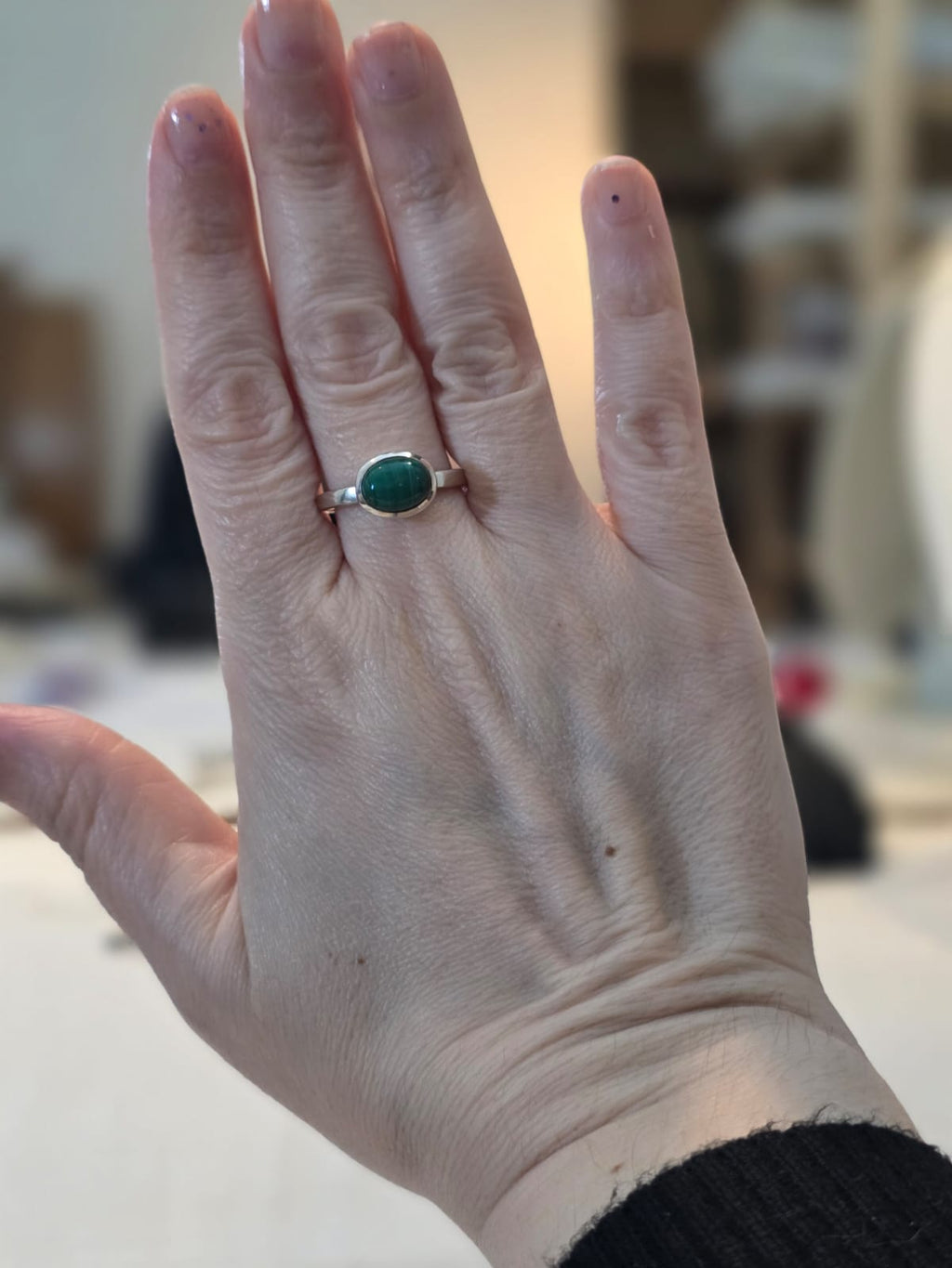 Anel em Prata 925 e Malaquita af509