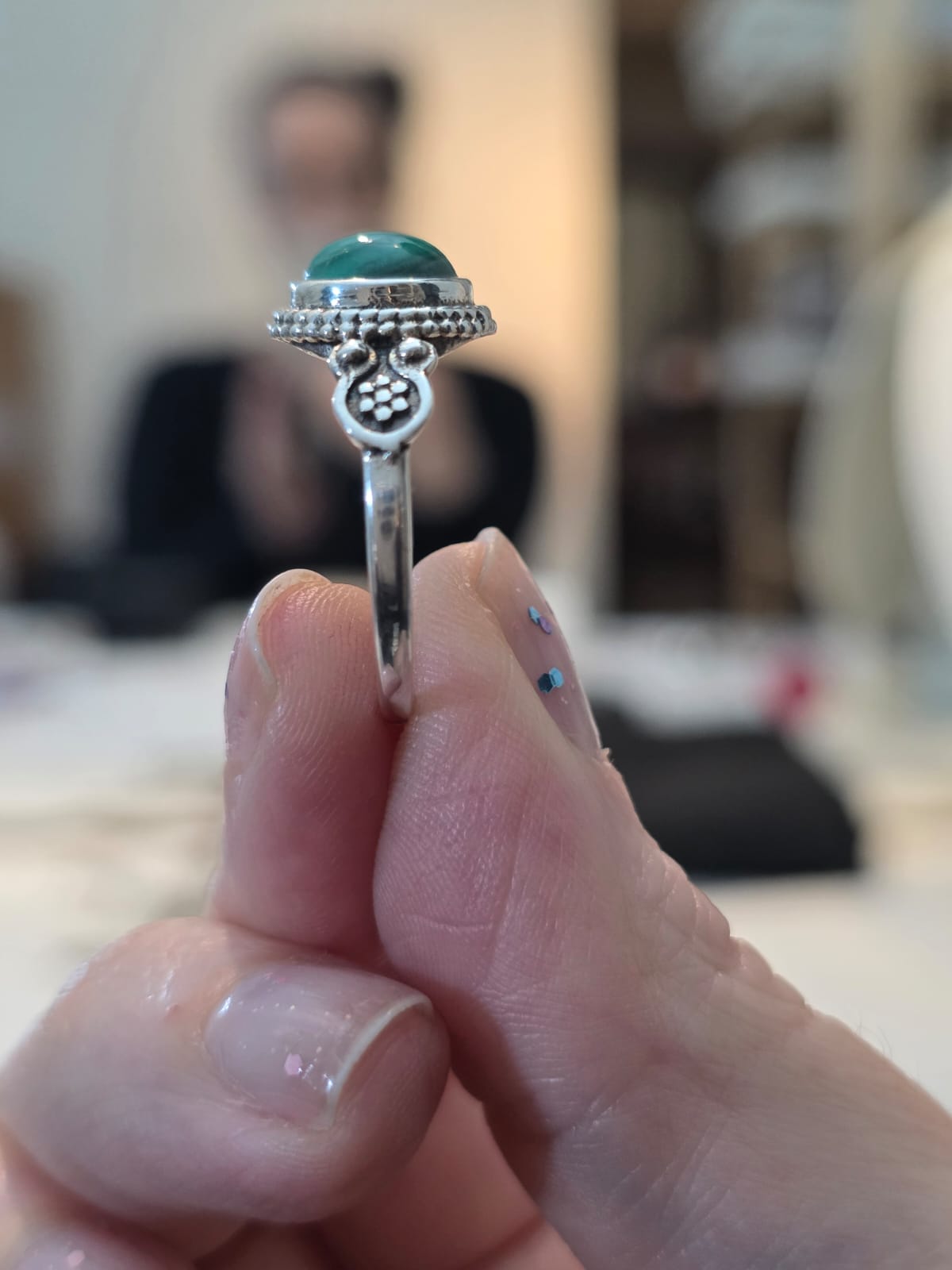 Anel em Prata 925 e Malaquita af416