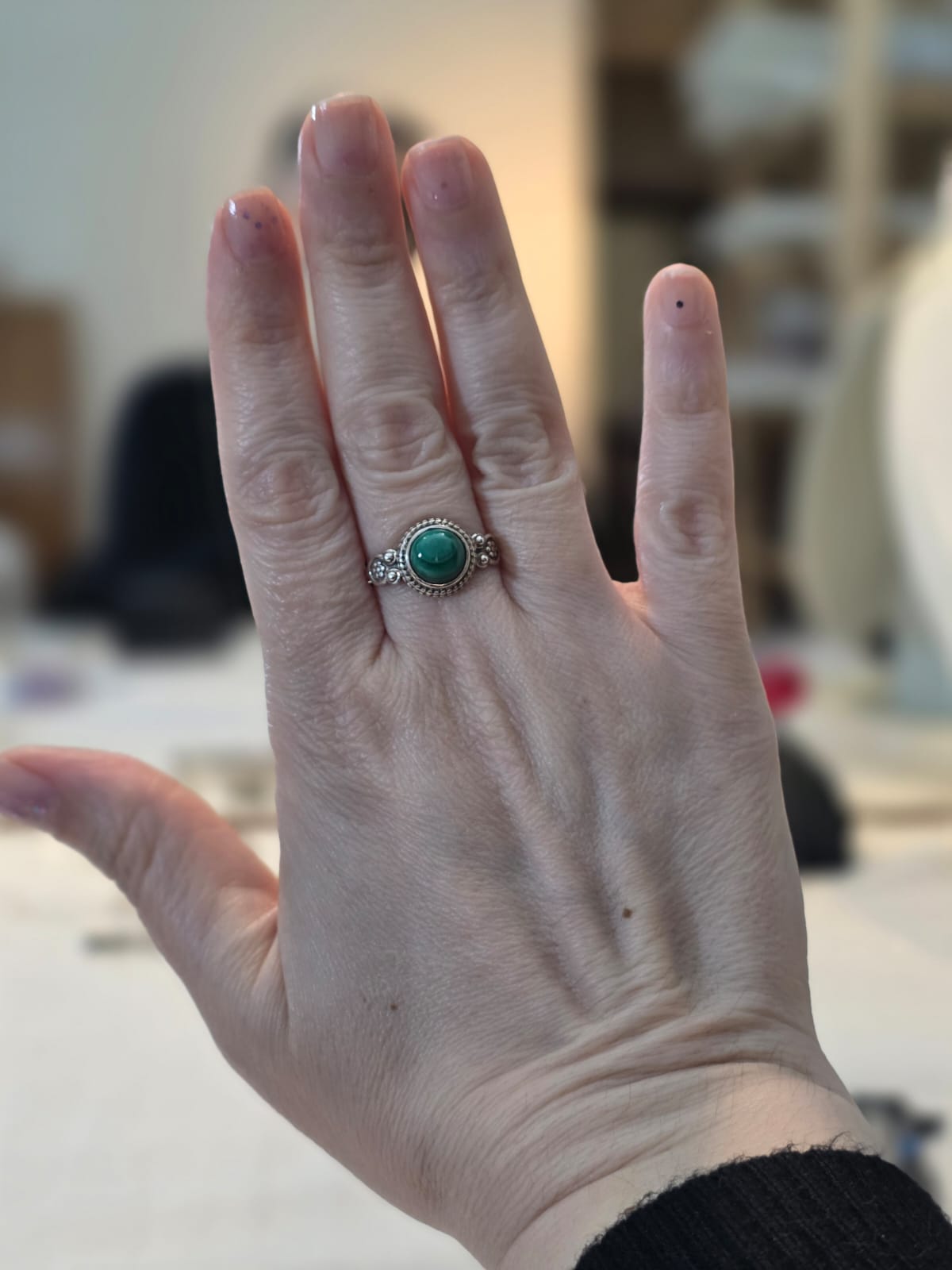 Anel em Prata 925 e Malaquita af416