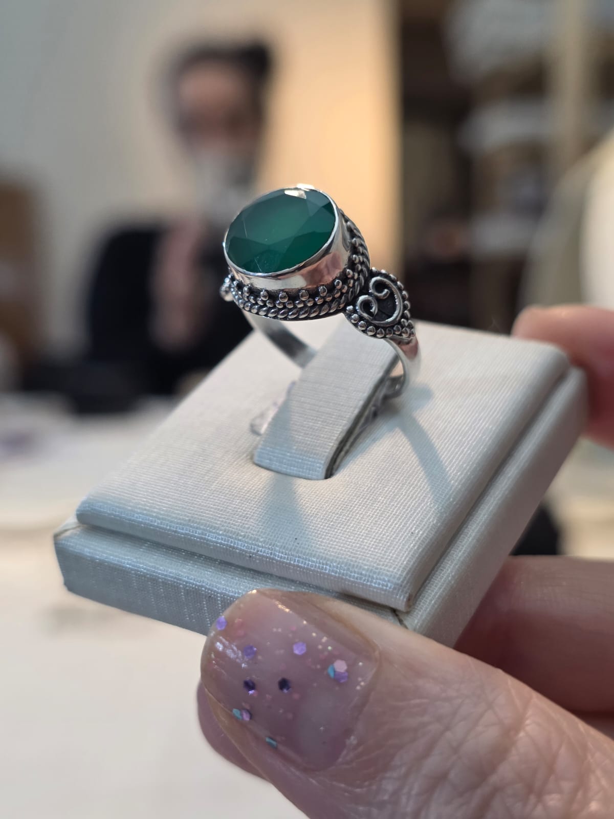 Anel em Prata 925 e Crisoprasio af414