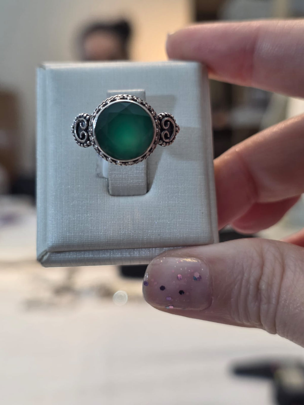 Anel em Prata 925 e Crisoprasio af414