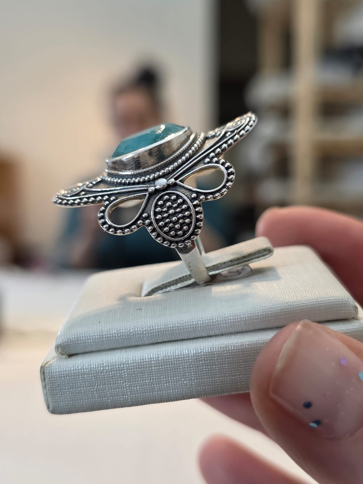 Anel Prata 925 e Esmeralda  af394