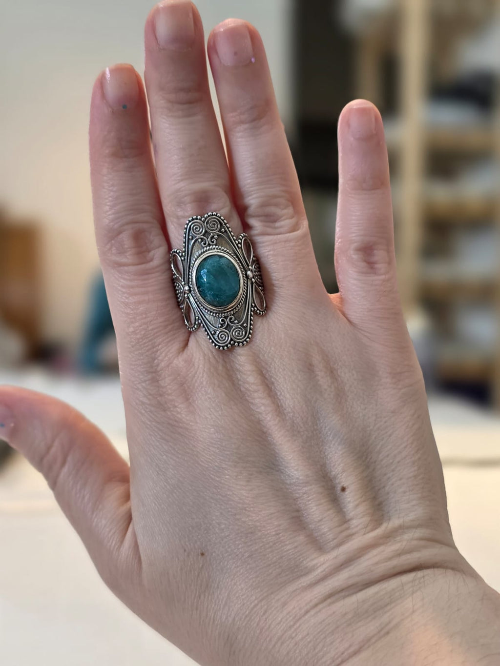 Anel Prata 925 e Esmeralda  af394