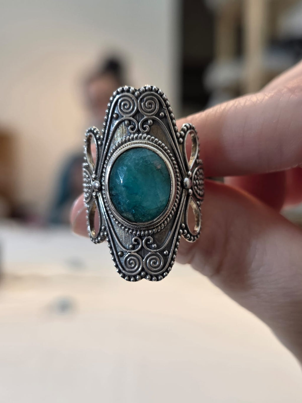 Anel Prata 925 e Esmeralda  af394