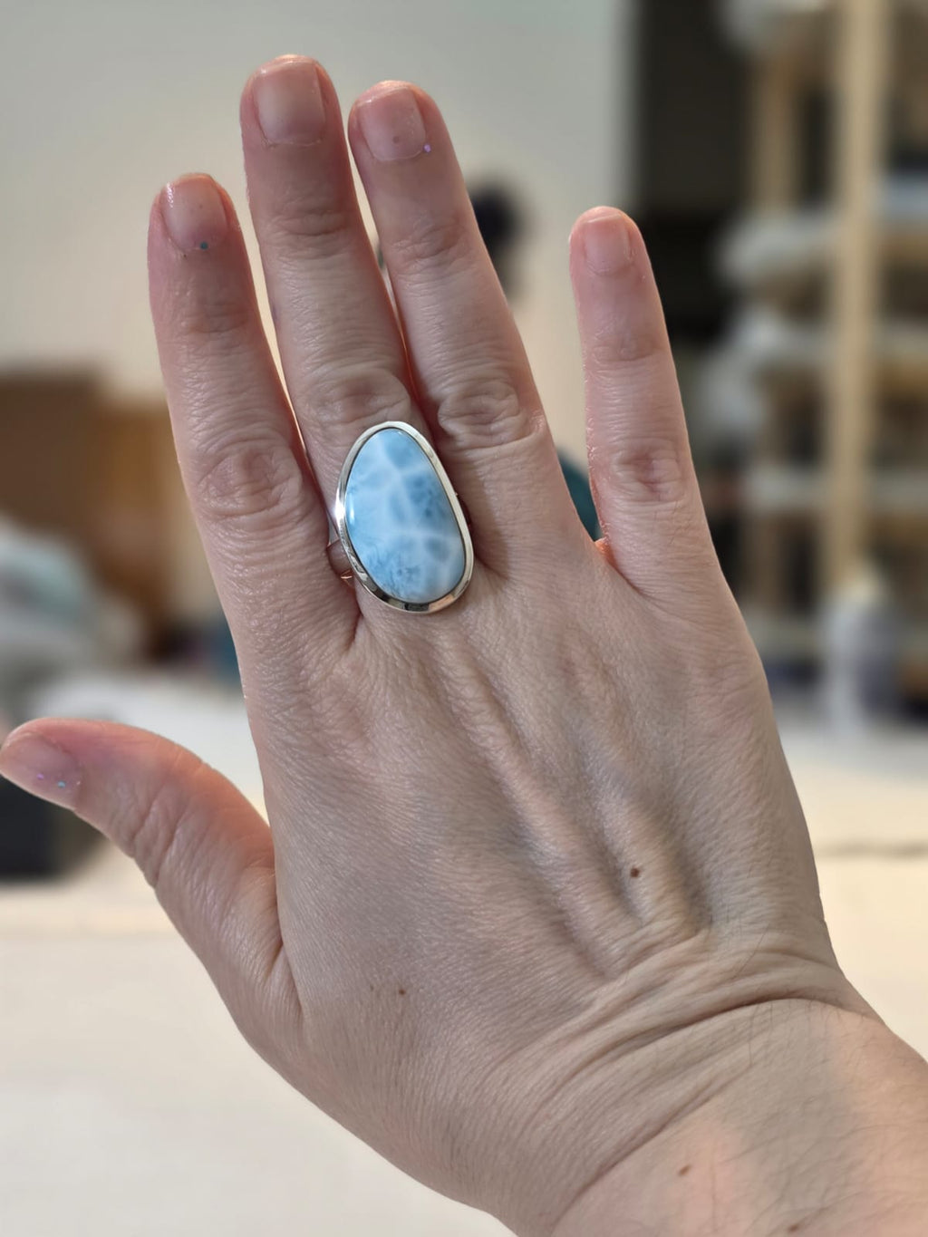 Anel Prata 925 e Larimar af87