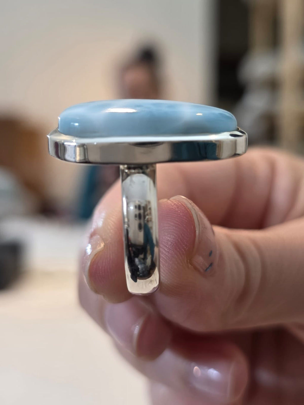 Anel Prata 925 e Larimar af87