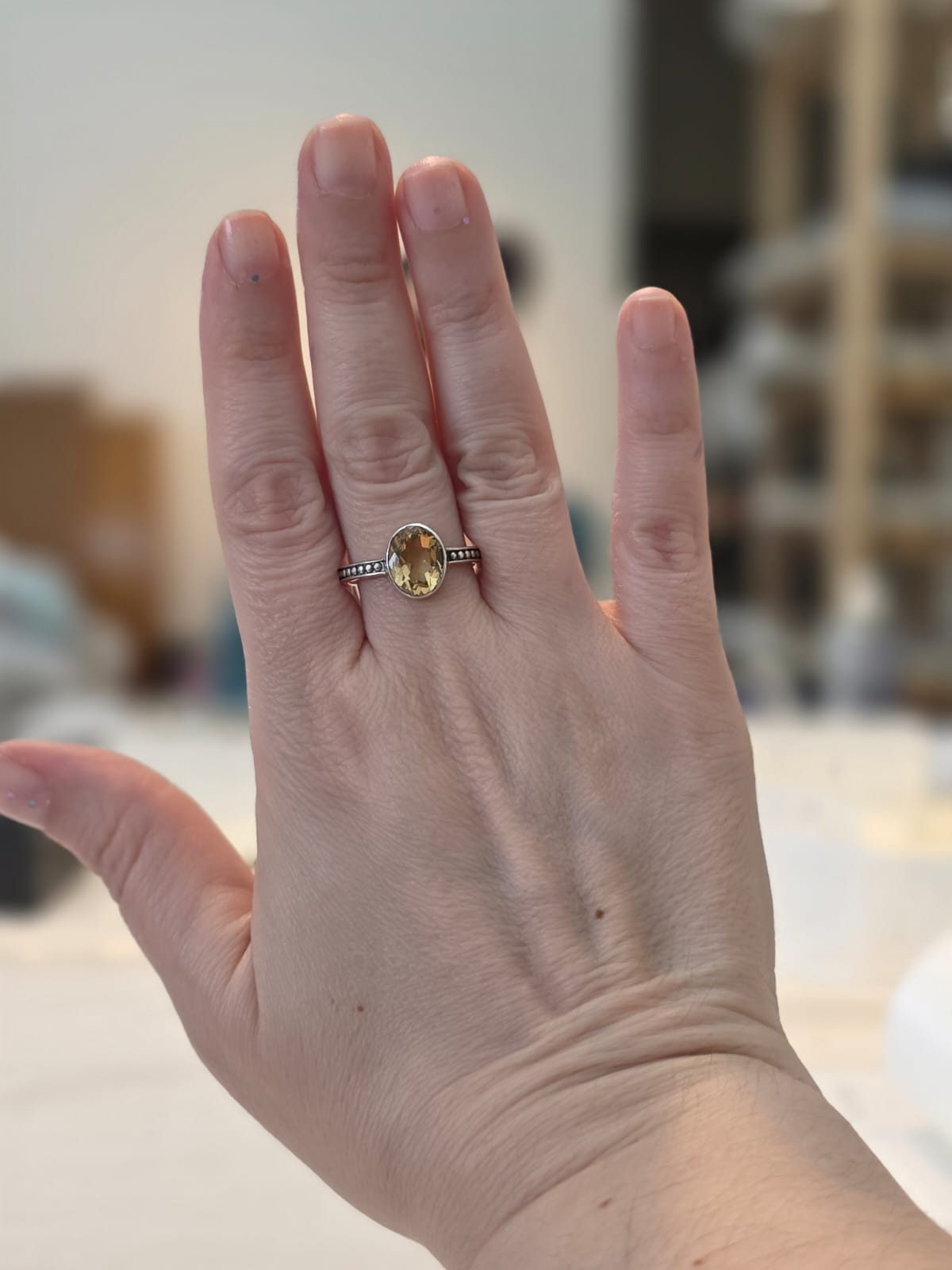 Anel Prata 925 e Citrino Amarelo af409