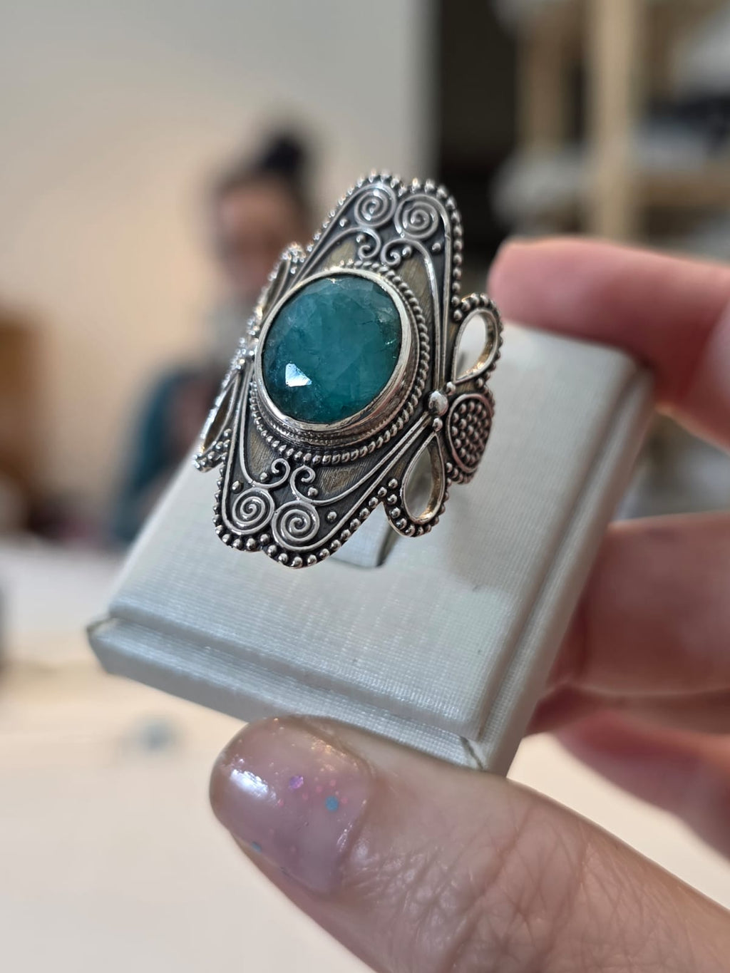 Anel Prata 925 e Esmeralda  af394