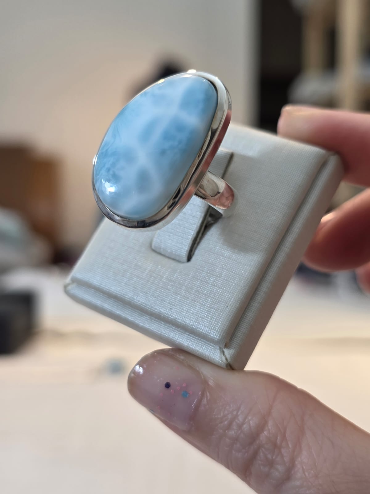 Anel Prata 925 e Larimar af87