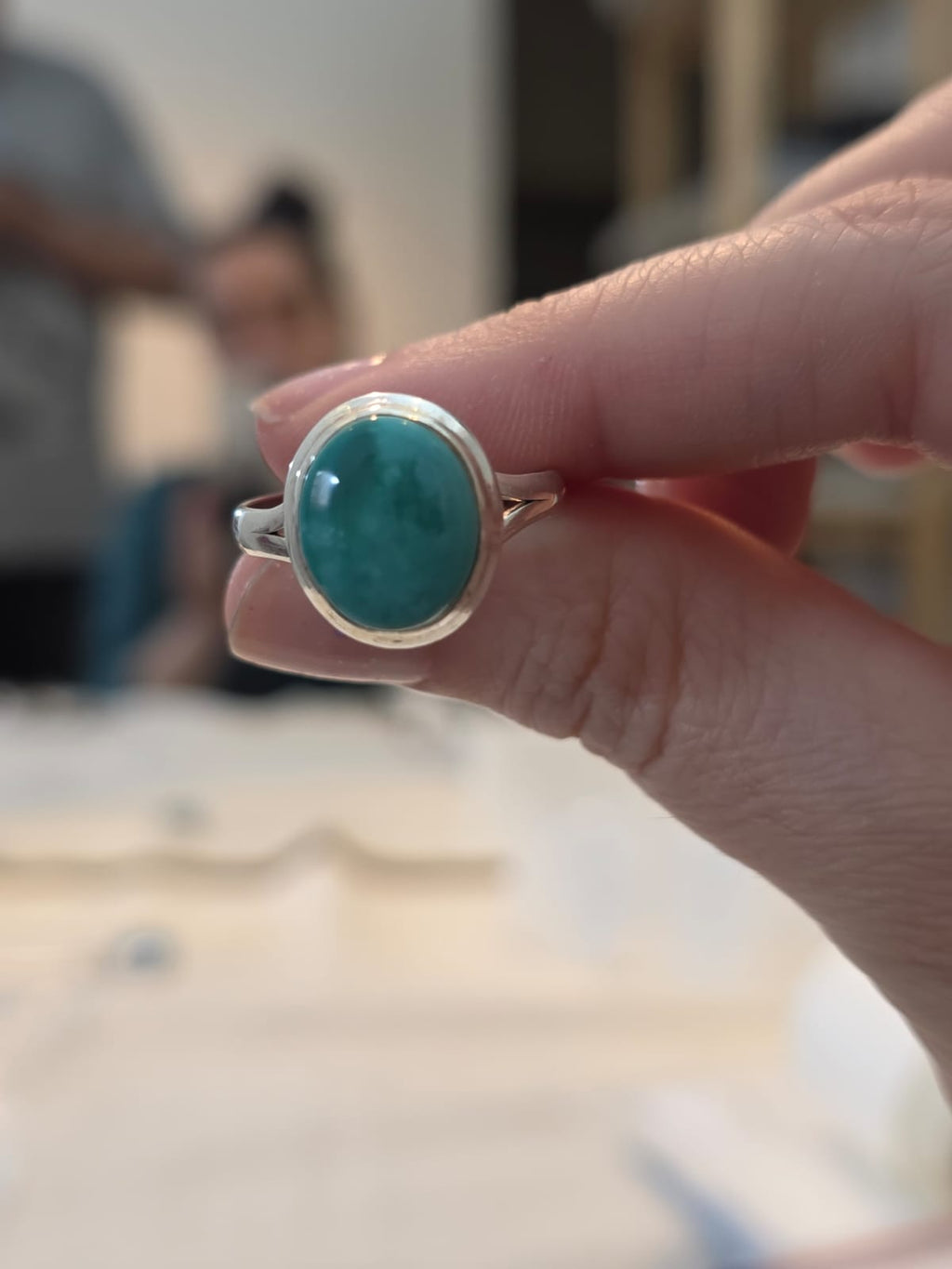 Anel Prata 925 e Turquesa af538.