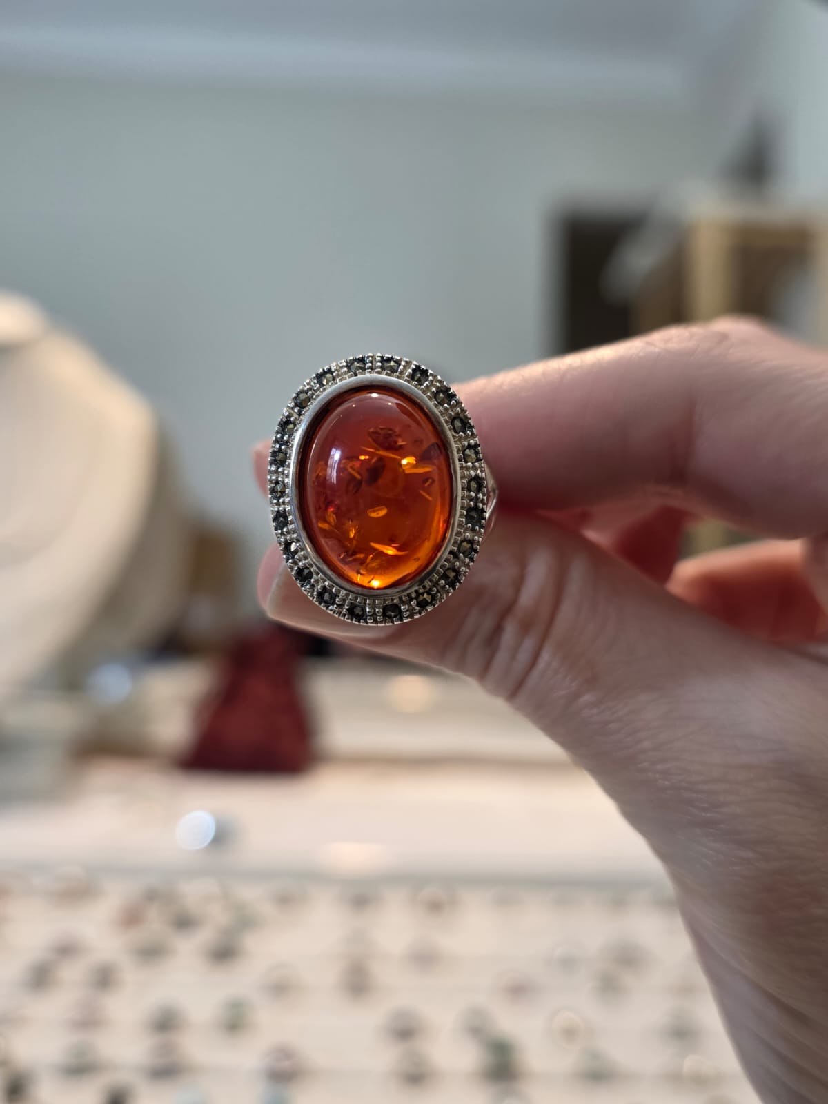 Anel Âmbar com Marcassitas af419