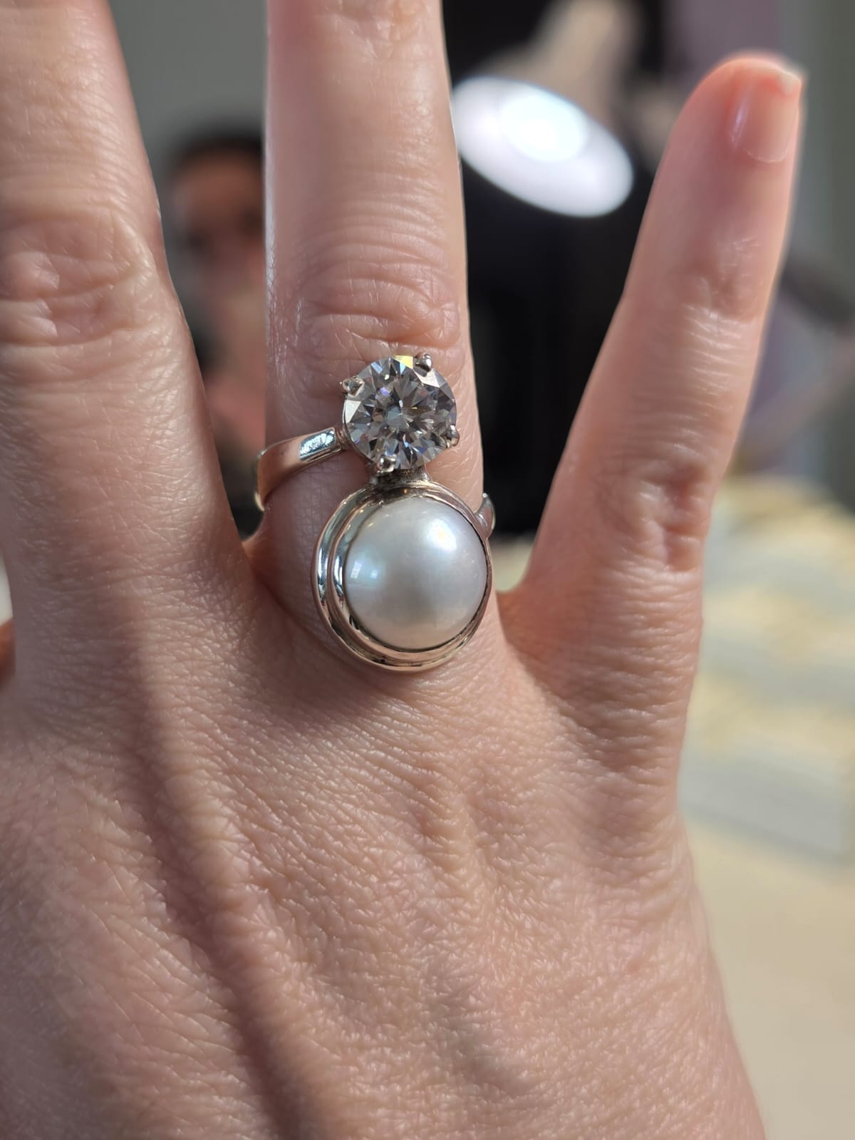PI93 Pérola Natural e Moissanite