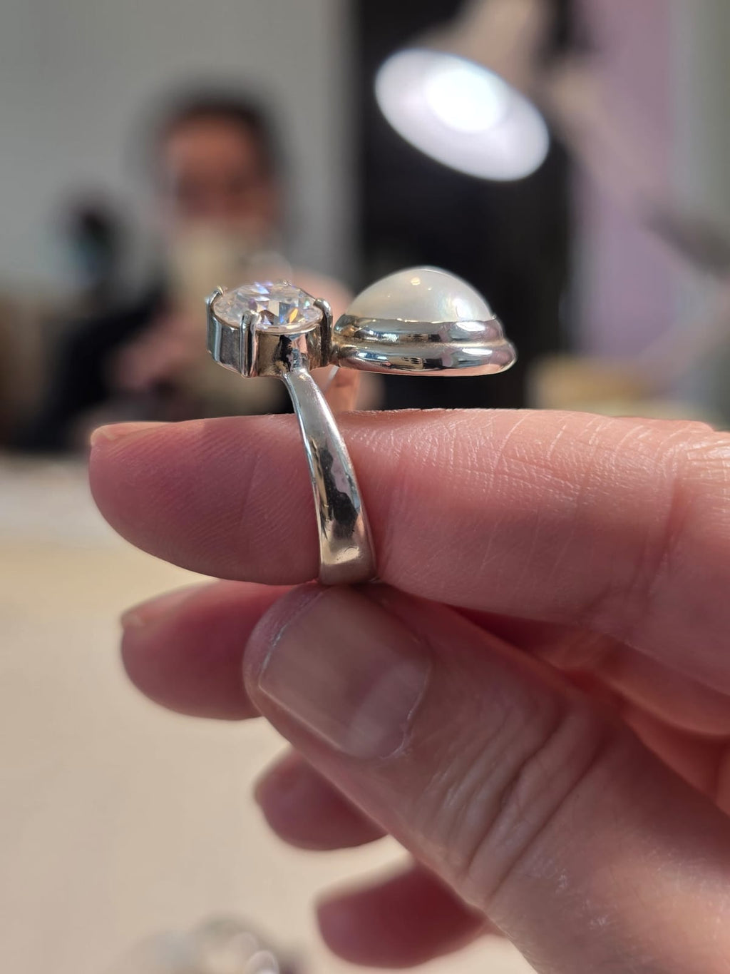 PI93 Pérola Natural e Moissanite